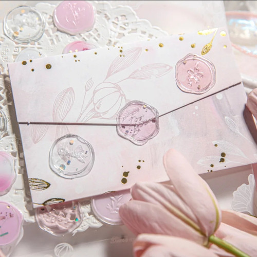 استیکر برجسته فانتزی طرح مهر و موم بسیار زیبا رنگ آبی بنفش صورتی کرم سبز لوکس